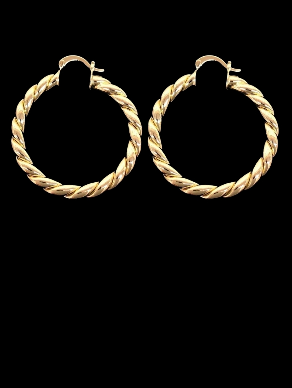 18K Gold-Filled Braided 5mm Chunky Hoop Earrings 30mm 1 Inch Made In France